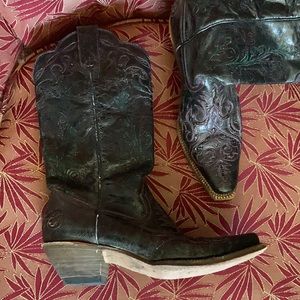 Black western cowboy cowgirl boots 7